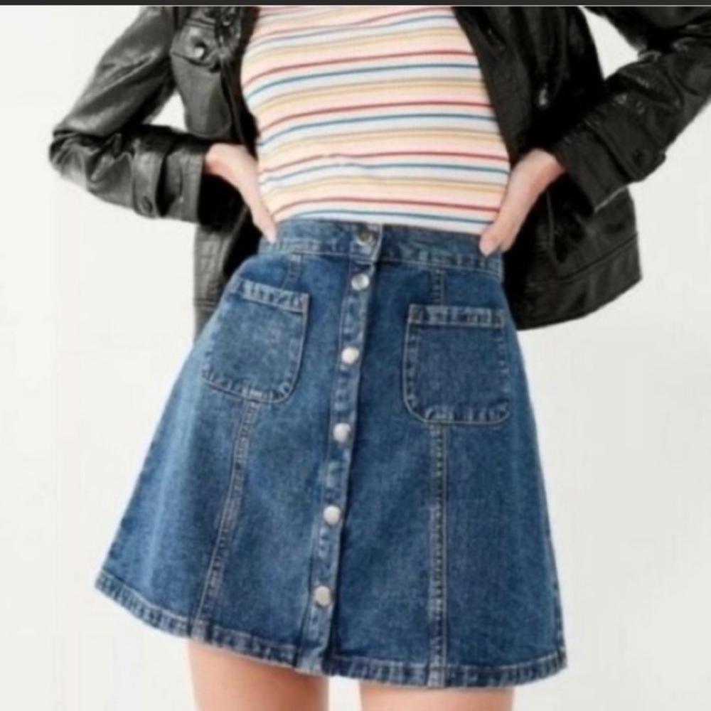 BDG Urban Outfitters Button Front Denim Jean Mini Skirt Sz XS